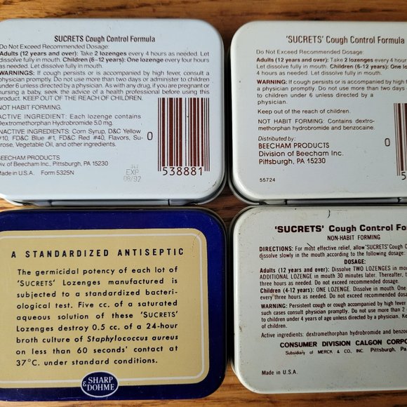 4 Vintage Metal Sucrets Tins - Picture 5 of 5